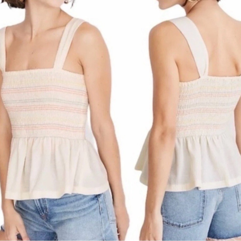 Madewell Texture & Thread Women’s XS Pastel Yellow Ruffled Top Feminine Spring